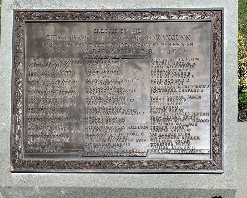 Town of Shawangunk WWI Memorial. Click for full size. Town of Shawangunk WWI Memorial image. Click for full size.