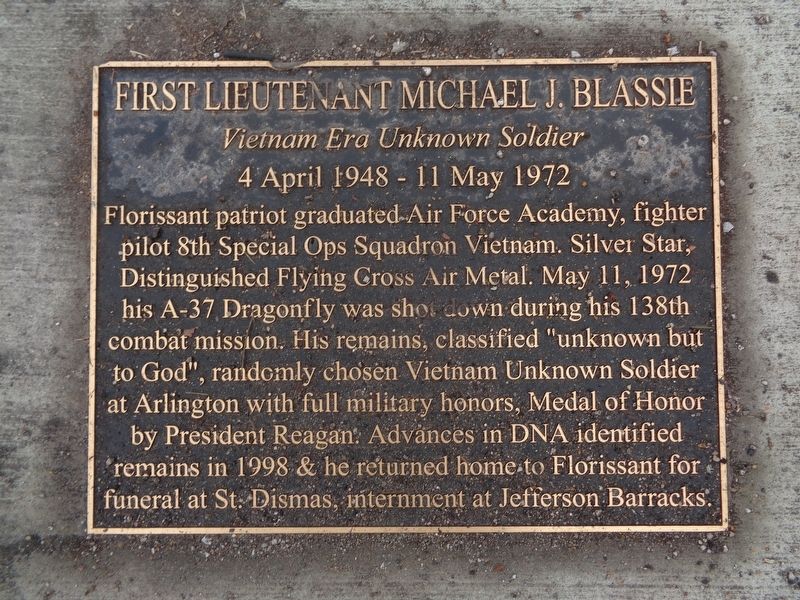 First Lieutenant Michael J. Blassie Marker. Click for full size. First Lieutenant Michael J. Blassie Marker image. Click for full size.