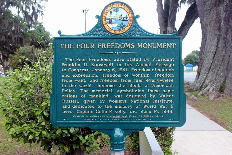 The Four Freedoms Monument Marker image. Click for full size.
