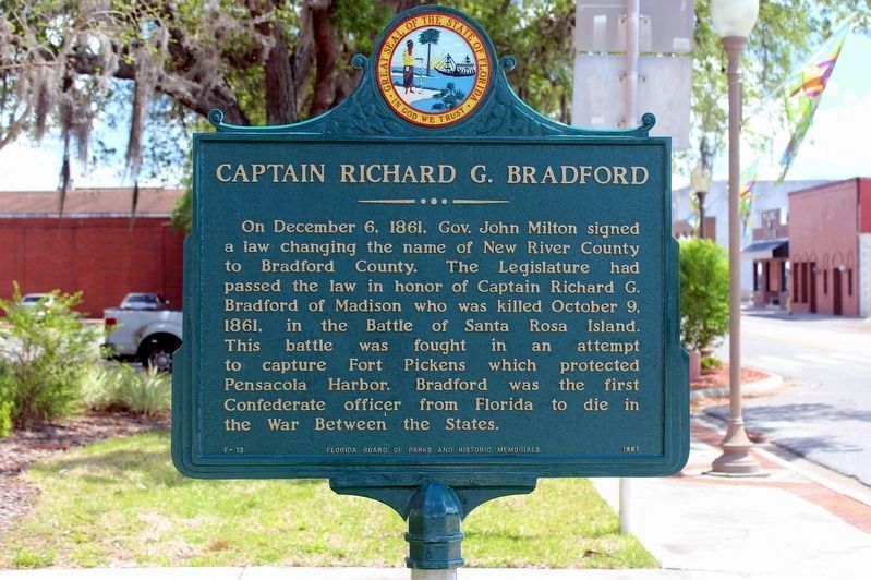 Captain Richard G. Bradford Marker after restoration. Click for full size. Captain Richard G. Bradford Marker after restoration image. Click for full size.