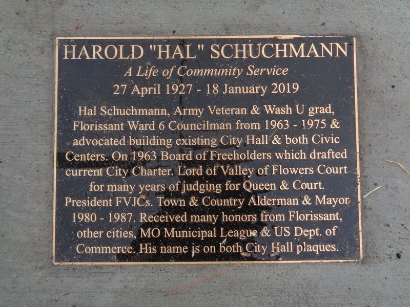 Harold "Hal" Schuchmann Marker. Click for full size. Harold "Hal" Schuchmann Marker image. Click for full size.