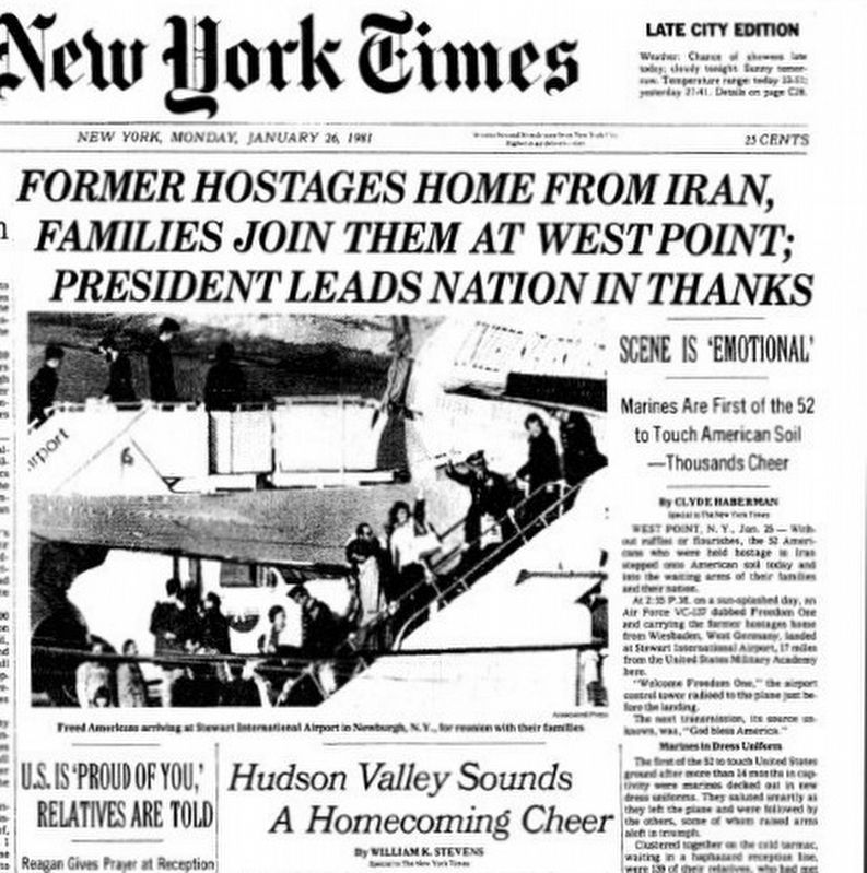 The hostages arrive at Stewart International Airport.. Click for full size. The hostages arrive at Stewart International Airport. image. Click for full size.