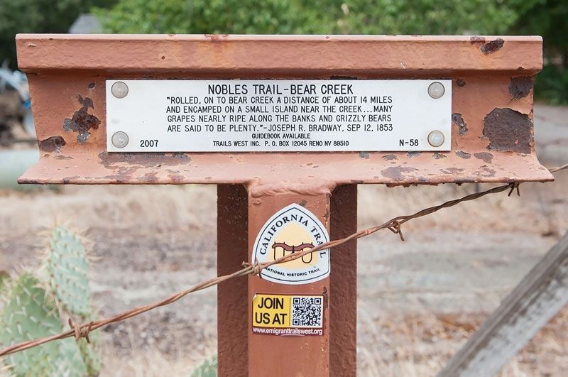 Nobles Trail - Bear Creek Marker. Click for full size. Nobles Trail - Bear Creek Marker image. Click for full size.