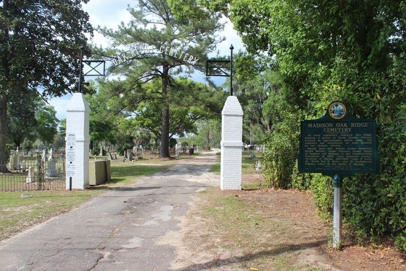 Madison Oak Ridge Cemetery Marker at entrance to cemetery.. Click for full size. Madison Oak Ridge Cemetery Marker at entrance to cemetery. image. Click for full size.