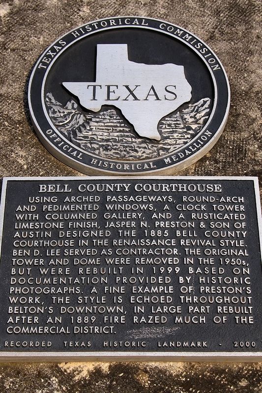 Bell County Courthouse Marker. Click for full size. Bell County Courthouse Marker image. Click for full size.