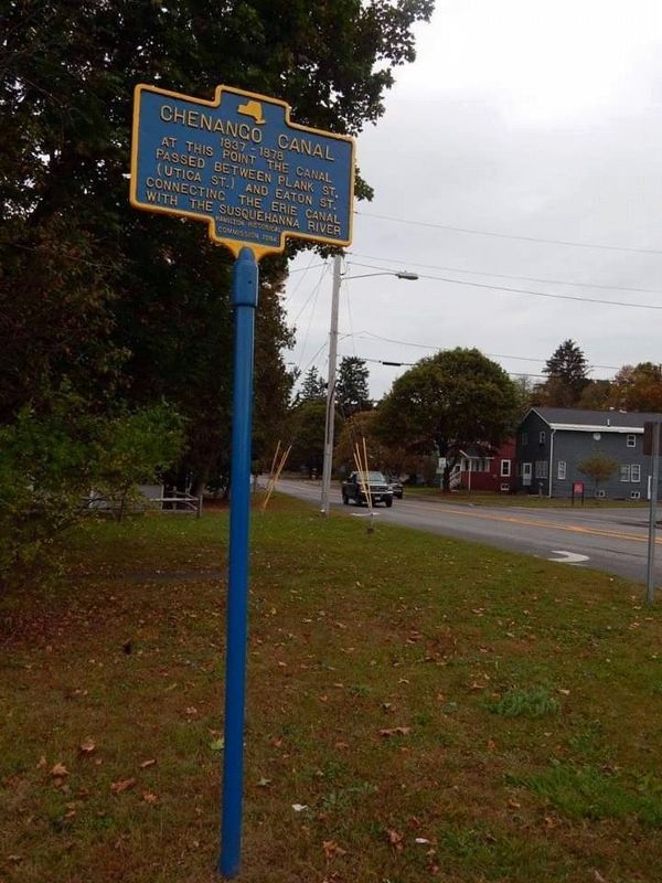 Chenango Canal Marker - View looking north. Click for full size. Chenango Canal Marker - View looking north image. Click for full size.
