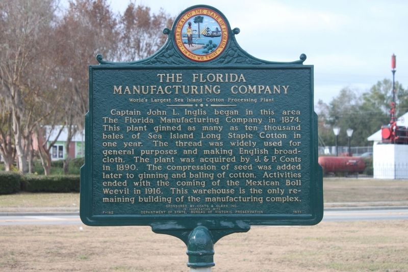 The Florida Manufacturing Company Marker image. Click for full size.