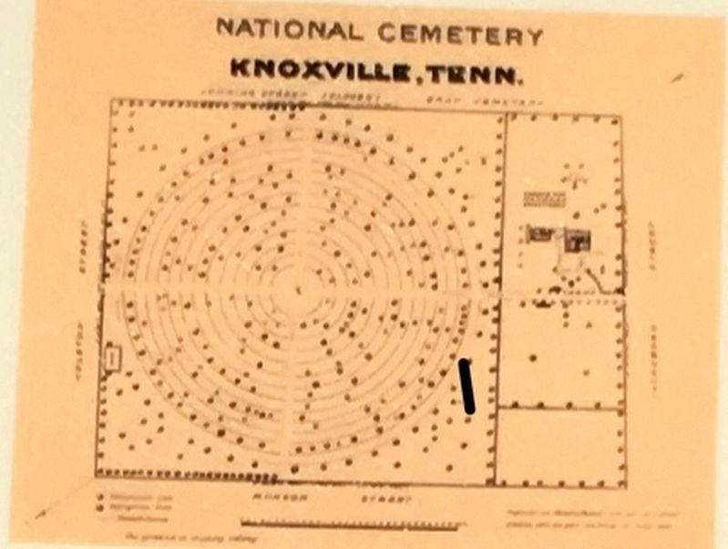 Marker detail: Knoxville National Cemetery Plan, 1982.. Click for full size. Marker detail: Knoxville National Cemetery Plan, 1982. image. Click for full size.