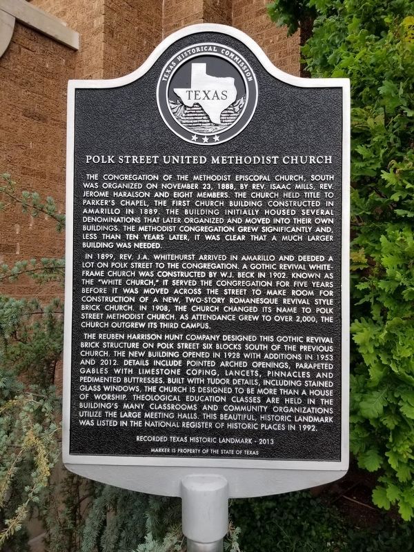 Polk Street United Methodist Church Marker. Click for full size. Polk Street United Methodist Church Marker image. Click for full size.