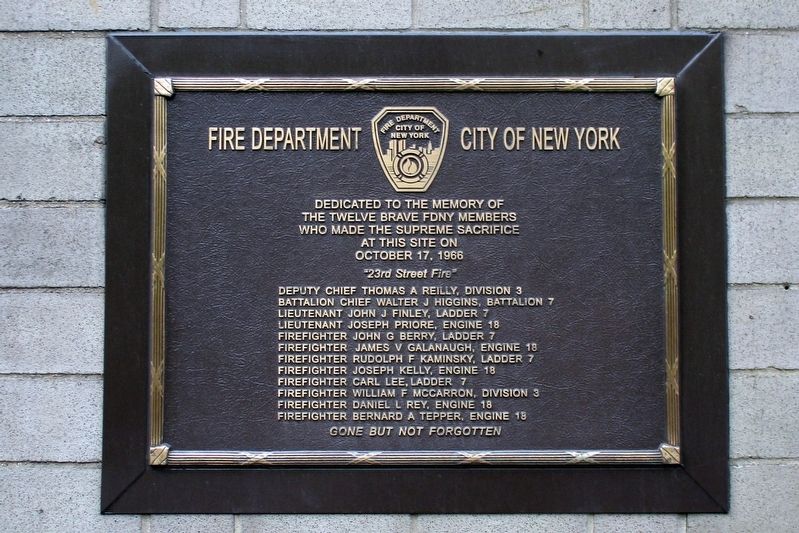 23rd Street Fire plaque. Click for full size. 23rd Street Fire plaque image. Click for full size.