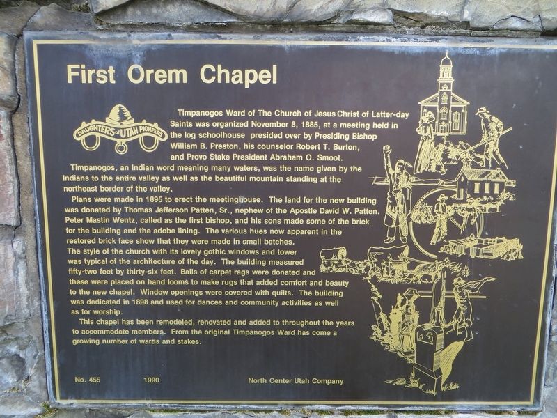 First Orem Chapel Marker. Click for full size. First Orem Chapel Marker image. Click for full size.