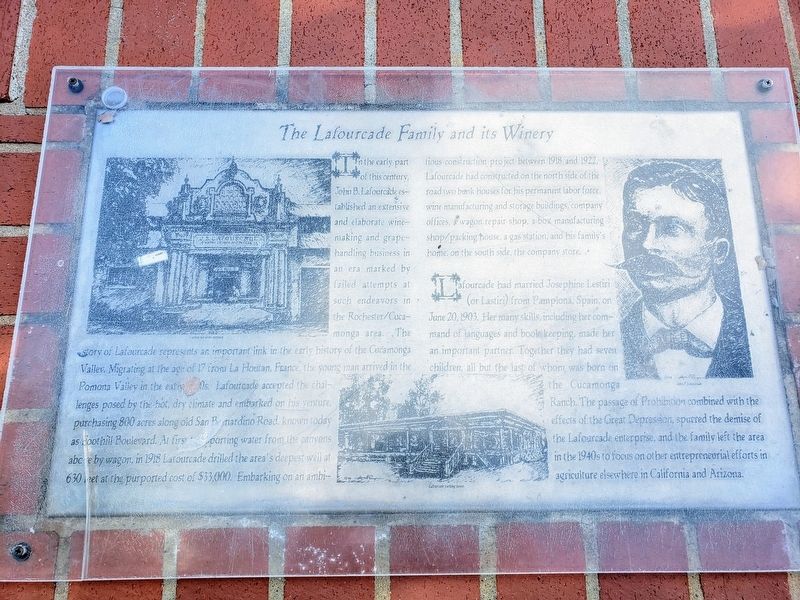 The Lafourcade Family and its Winery Marker image. Click for full size.