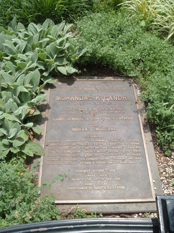 Mohandas K. Gandhi plaque. Click for full size. Mohandas K. Gandhi plaque image. Click for full size.