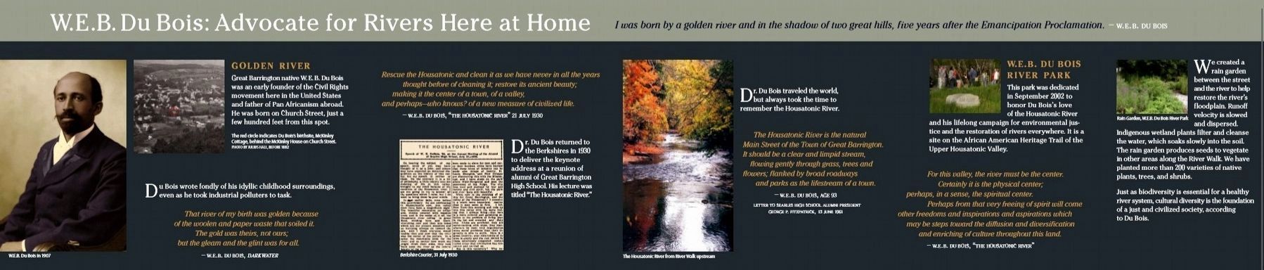 W.E.B. Du Bois: Advocate for Rivers Here at Home wayside (complete) image. Click for full size.