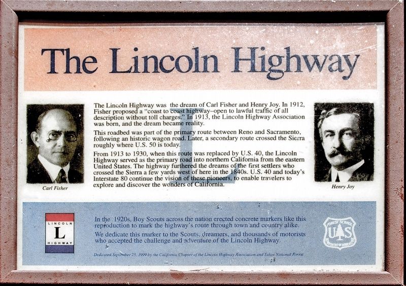 The Lincoln Highway Marker. Click for full size. The Lincoln Highway Marker image. Click for full size.