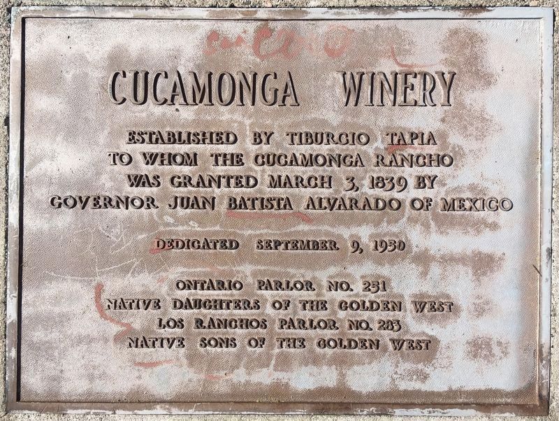 Cucamonga Winery Marker image. Click for full size.