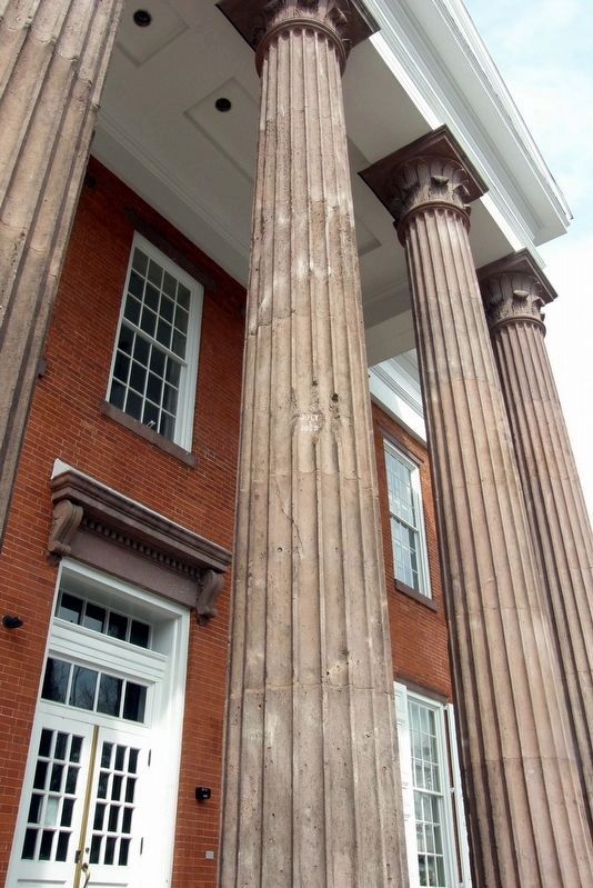 A shell-damage column at the Cumberland County Courthouse. Click for full size. A shell-damage column at the Cumberland County Courthouse image. Click for full size.