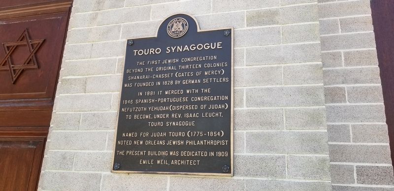 Touro Synagogue Marker image. Click for full size.
