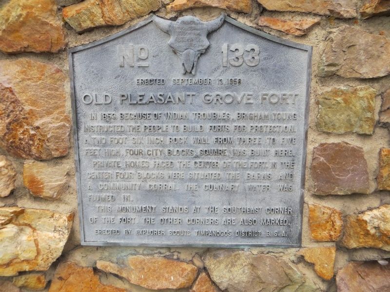 Old Pleasant Grove Fort Marker. Click for full size. Old Pleasant Grove Fort Marker image. Click for full size.