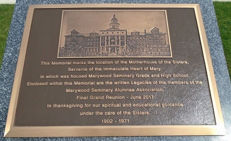 Site of the Sisters, Servants of the Immaculate Heart of Mary Motherhouse Marker image. Click for full size.