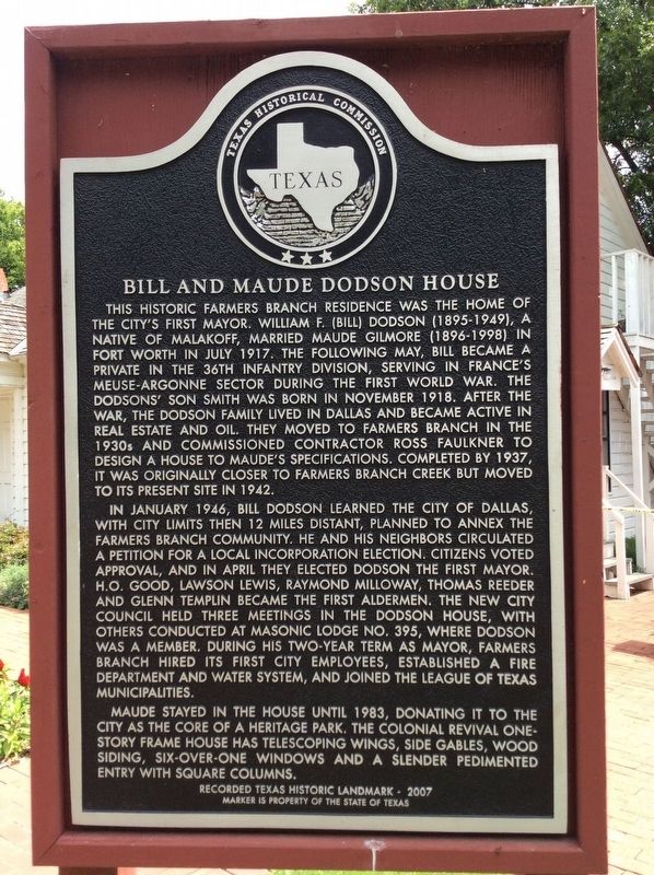 Bill and Maude Dodson House Marker image. Click for full size.