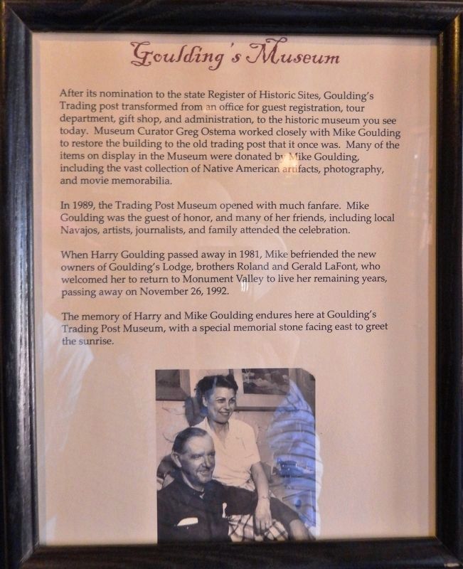 Gouldings Museum History (<i>inside museum</i>) image. Click for full size.