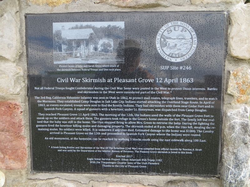 Civil War Skirmish at Pleasant Grove Marker. Click for full size. Civil War Skirmish at Pleasant Grove Marker image. Click for full size.