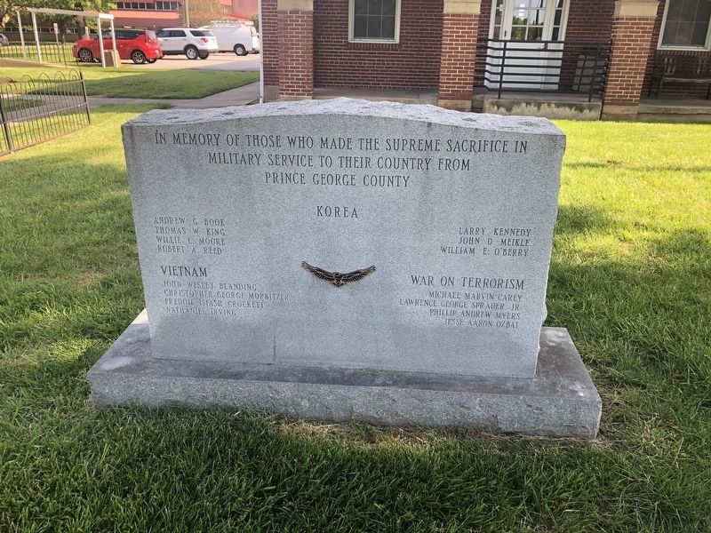 Prince George County Veterans Memorial. Click for full size. Prince George County Veterans Memorial image. Click for full size.