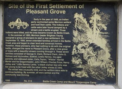 Site of the First Settlement of Pleasant Grove Marker image. Click for full size.