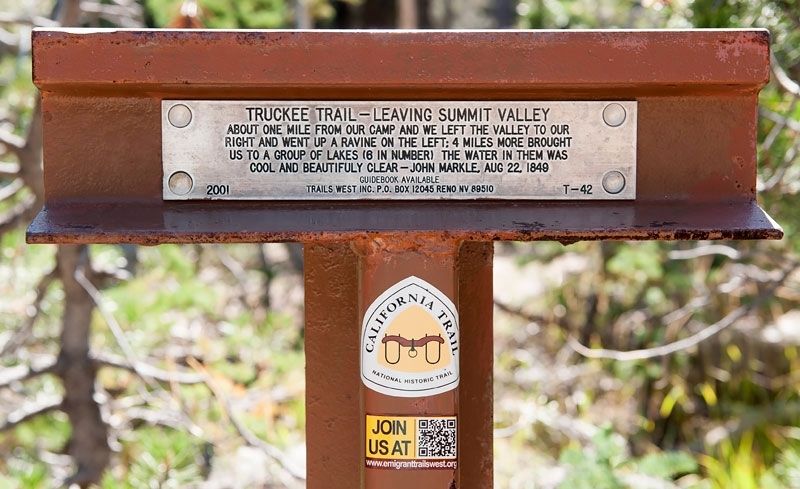 Truckee Trail - Leaving Summit Valley Marker image. Click for full size.