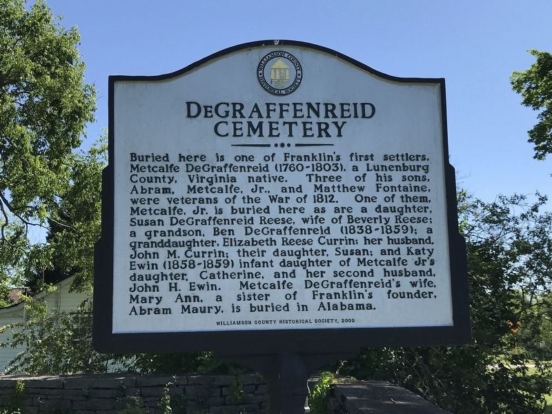 DeGraffenreid Cemetery Marker. Click for full size. DeGraffenreid Cemetery Marker image. Click for full size.