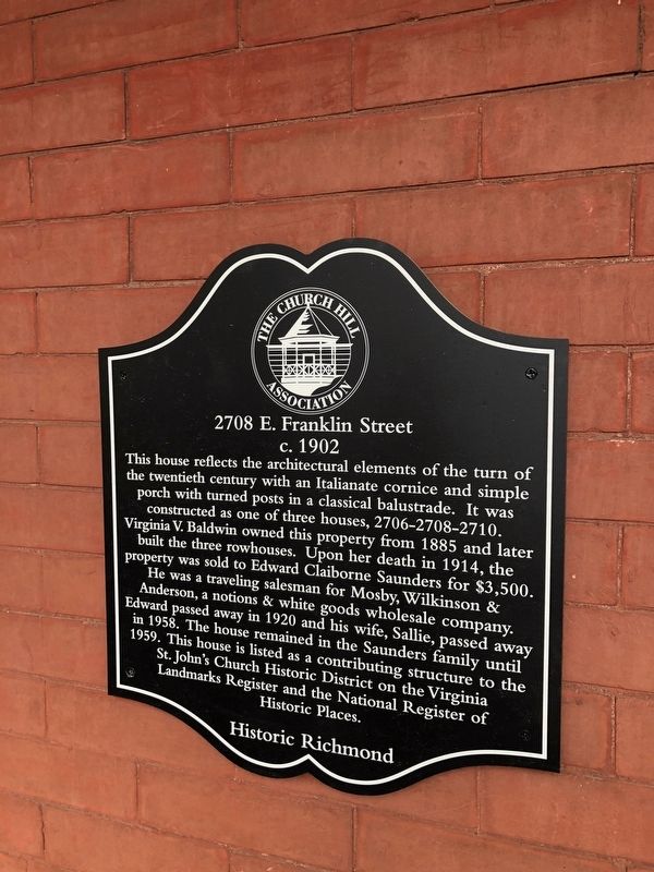 2708 E. Franklin Street Marker. Click for full size. 2708 E. Franklin Street Marker image. Click for full size.
