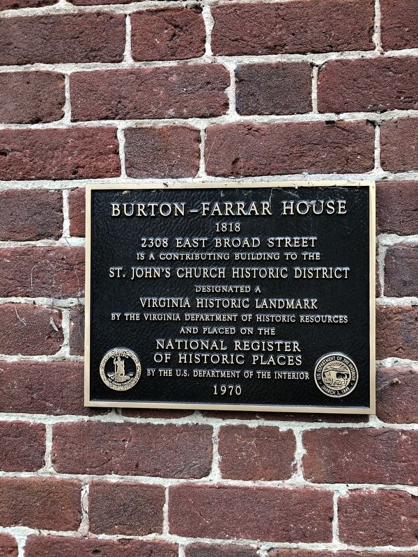 Burton-Farrar House Marker. Click for full size. Burton-Farrar House Marker image. Click for full size.