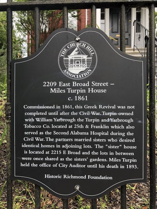 2209 East Broad Street - Miles Turpin House Marker image. Click for full size.