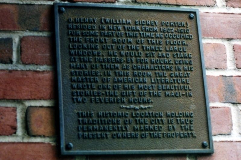 O. Henry plaque image. Click for full size.