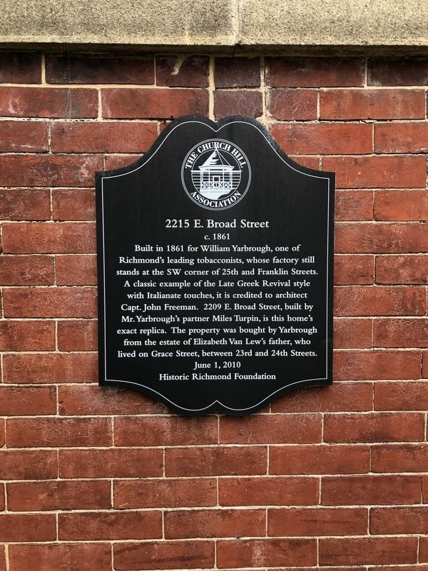 2215 E. Broad Street Marker image. Click for full size.