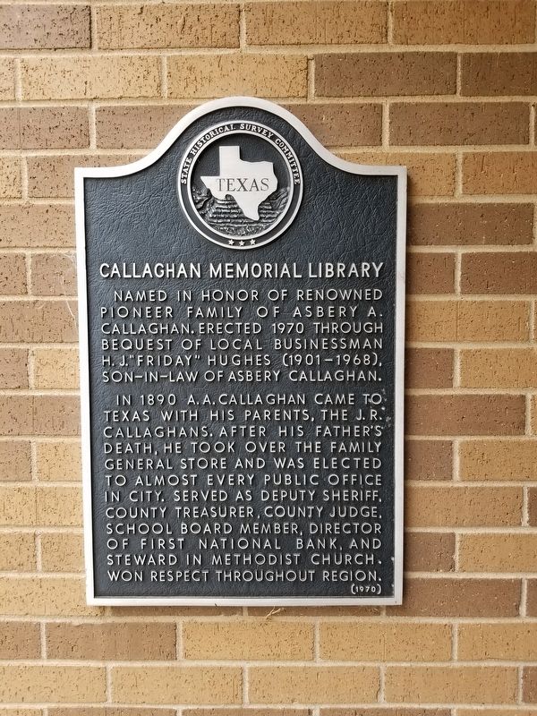 Callaghan Memorial Library Marker. Click for full size. Callaghan Memorial Library Marker image. Click for full size.