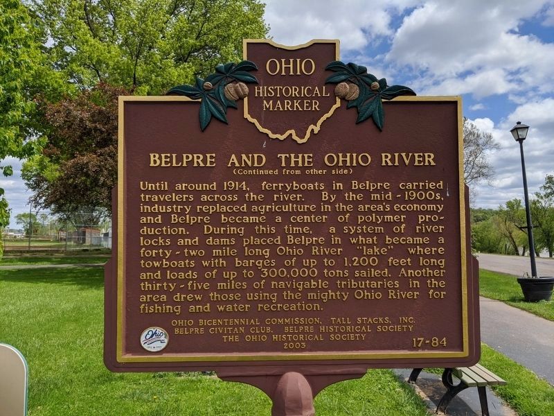 Belpre and the Ohio River Marker (Side B) image. Click for full size.
