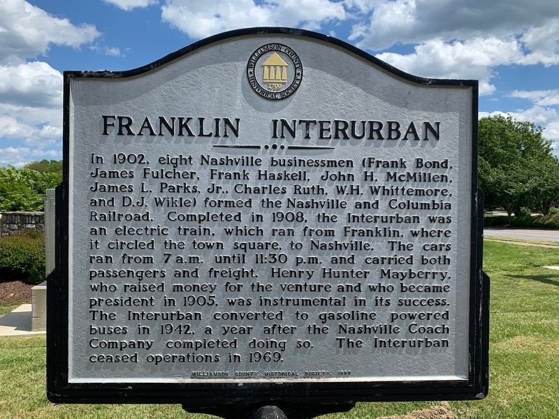 Franklin Interurban Marker image. Click for full size.