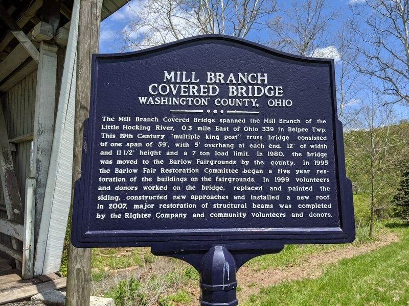 Mill Branch Covered Bridge Marker. Click for full size. Mill Branch Covered Bridge Marker image. Click for full size.