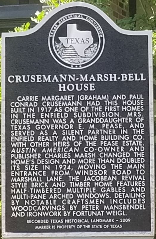 Crusemann-Marsh-Bell House Marker. Click for full size. Crusemann-Marsh-Bell House Marker image. Click for full size.
