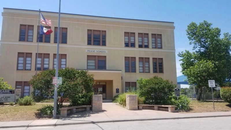 Pease School Building and Marker image. Click for full size.