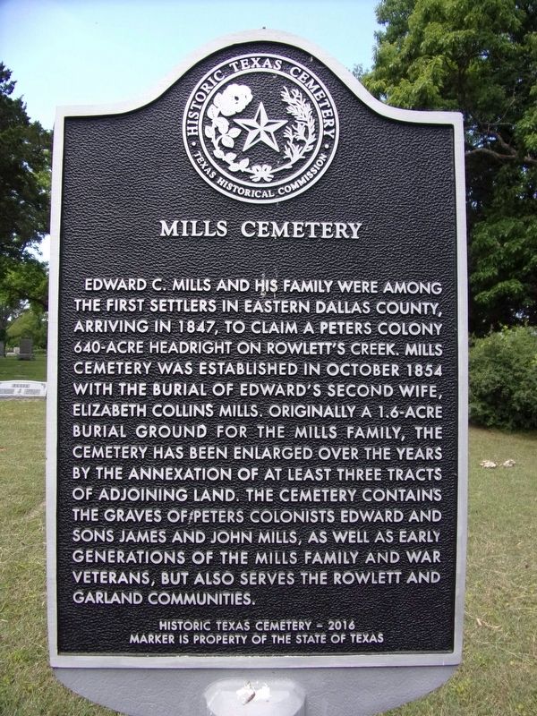 Mills Cemetery Marker image. Click for full size.