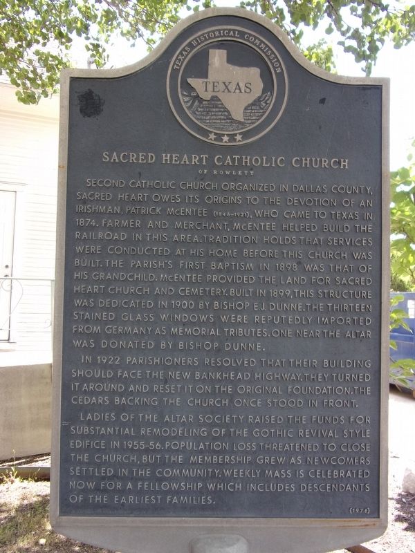 Sacred Heart Catholic Church of Rowlett Marker image. Click for full size.