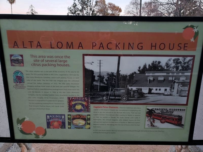 Alta Loma Packing House Marker - Side A image. Click for full size.