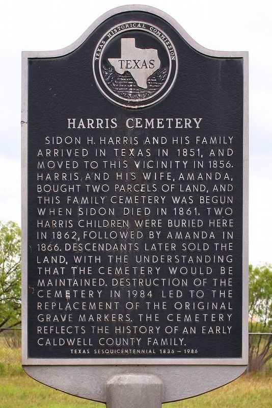 Harris Cemetery Marker image. Click for full size.