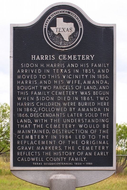 Harris Cemetery Marker image. Click for full size.