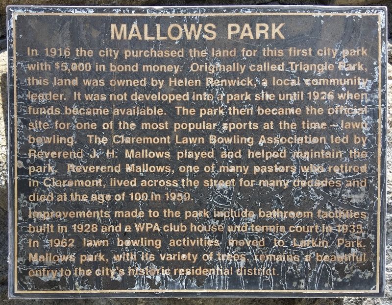 Mallows Park Marker image. Click for full size.