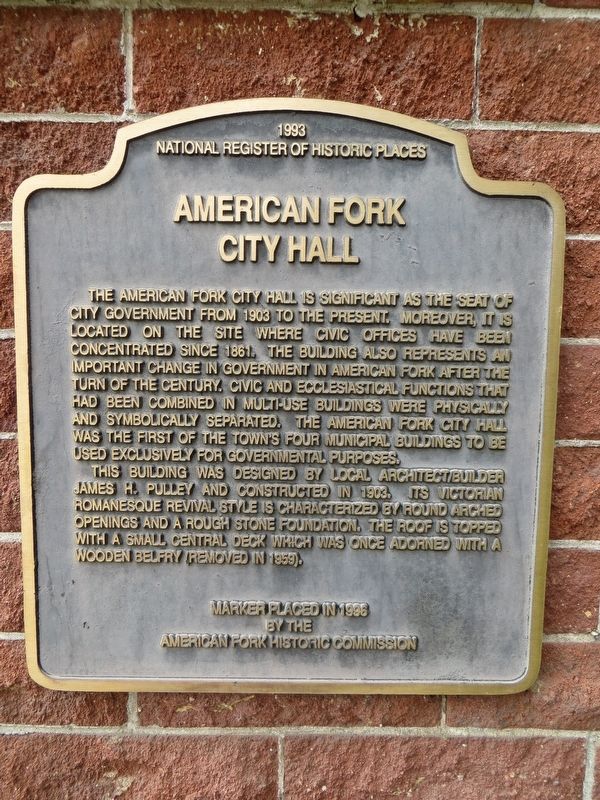 American Fork City Hall Marker image. Click for full size.