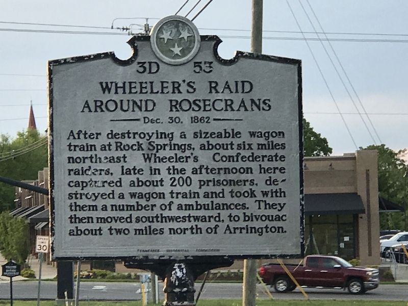 Wheeler's Raid Around Rosecrans Marker image. Click for full size.